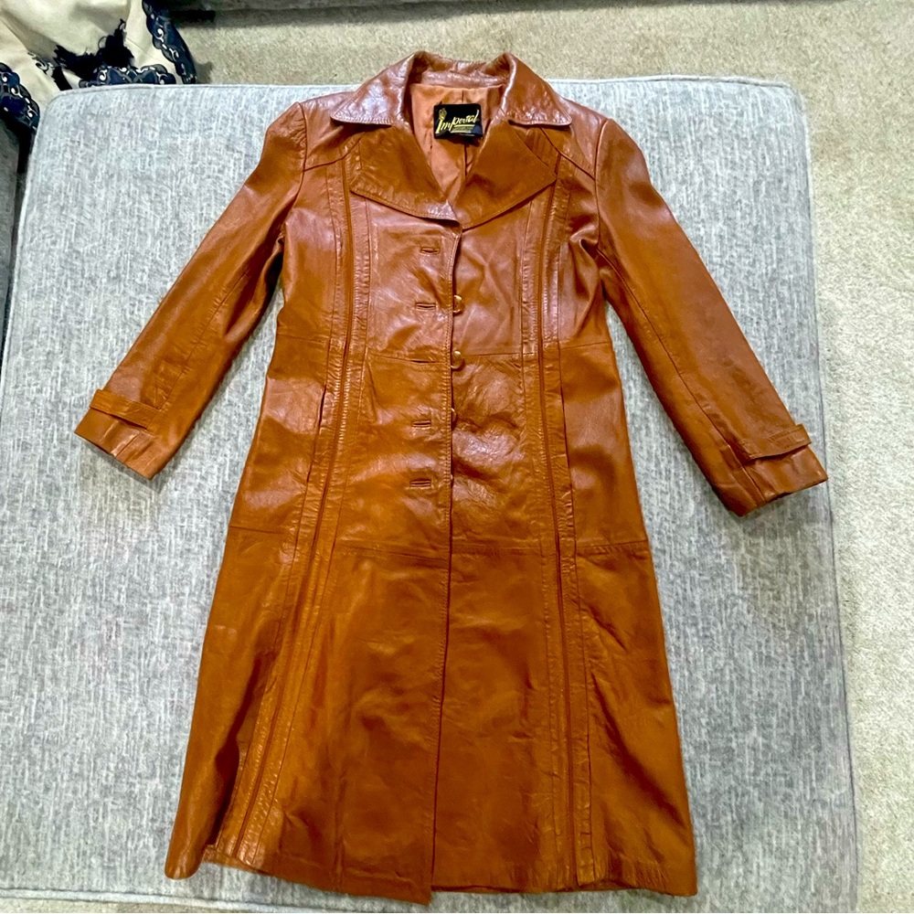 Authentic 70’s leather duster in peanut butter